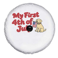 My First 4th of July Cute Golden Retriever Puppy Dog Spare Tire Cover American Flag Independence Holiday Milestone