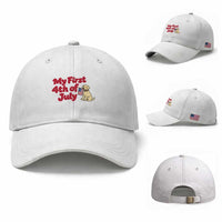 My First 4th of July Cute Golden Retriever Puppy Dog Baseball Cap American Flag Independence Holiday Milestone
