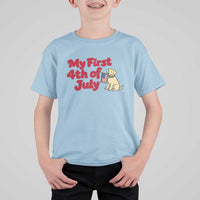 My First 4th of July Cute Golden Retriever Puppy Dog T Shirt For Kid American Flag Independence Holiday Milestone