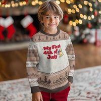 My First 4th of July Cute Golden Retriever Puppy Dog Ugly Christmas Sweater American Flag Independence Holiday Milestone