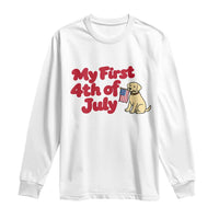 My First 4th of July Cute Golden Retriever Puppy Dog Long Sleeve Shirt American Flag Independence Holiday Milestone