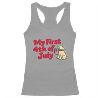 My First 4th of July Cute Golden Retriever Puppy Dog Racerback Tank Top American Flag Independence Holiday Milestone