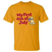 My First 4th of July Cute Golden Retriever Puppy Dog T Shirt American Flag Independence Holiday Milestone