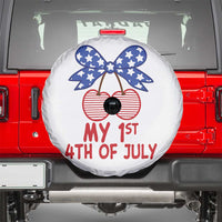 My 1st 4th of July Coquette Bow Striped Cherries Spare Tire Cover Preppy Patriotic Baby Girl Independence Holiday