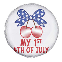 My 1st 4th of July Coquette Bow Striped Cherries Spare Tire Cover Preppy Patriotic Baby Girl Independence Holiday