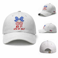 My 1st 4th of July Coquette Bow Striped Cherries Baseball Cap Preppy Patriotic Baby Girl Independence Holiday