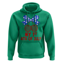 My 1st 4th of July Coquette Bow Striped Cherries Hoodie Preppy Patriotic Baby Girl Independence Holiday
