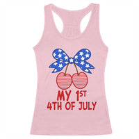 My 1st 4th of July Coquette Bow Striped Cherries Racerback Tank Top Preppy Patriotic Baby Girl Independence Holiday