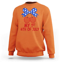My 1st 4th of July Coquette Bow Striped Cherries Sweatshirt Preppy Patriotic Baby Girl Independence Holiday