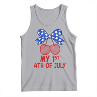 My 1st 4th of July Coquette Bow Striped Cherries Tank Top Preppy Patriotic Baby Girl Independence Holiday