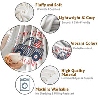 My First July 4th Gingham Vintage Truck Americana Throw Blanket Patriotic Fireworks Independence Holiday Milestone
