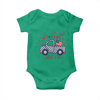 My First July 4th Gingham Vintage Truck Americana Baby Onesie Patriotic Fireworks Independence Holiday Milestone