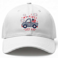 My First July 4th Gingham Vintage Truck Americana Baseball Cap Patriotic Fireworks Independence Holiday Milestone