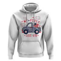 My First July 4th Gingham Vintage Truck Americana Hoodie Patriotic Fireworks Independence Holiday Milestone