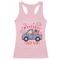 My First July 4th Gingham Vintage Truck Americana Racerback Tank Top Patriotic Fireworks Independence Holiday Milestone