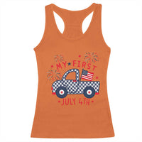 My First July 4th Gingham Vintage Truck Americana Racerback Tank Top Patriotic Fireworks Independence Holiday Milestone