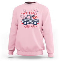 My First July 4th Gingham Vintage Truck Americana Sweatshirt Patriotic Fireworks Independence Holiday Milestone