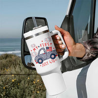 My First July 4th Gingham Vintage Truck Americana Tumbler With Handle Patriotic Fireworks Independence Holiday Milestone