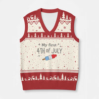 My First 4th of July Cute Summer Rocket Popsicle V-Neck Knit Sweater Vest Firecracker Ice Lolly Patriotic Baby Independence Holiday