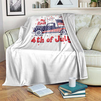 My First 4th of July Retro American Flag Pickup Truck Throw Blanket Americana Patriotic Independence Holiday Milestone