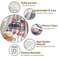 My First 4th of July Retro American Flag Pickup Truck Throw Blanket Americana Patriotic Independence Holiday Milestone