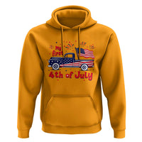 My First 4th of July Retro American Flag Pickup Truck Hoodie Americana Patriotic Independence Holiday Milestone