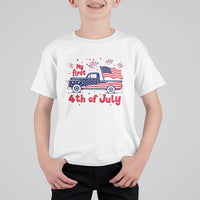 My First 4th of July Retro American Flag Pickup Truck T Shirt For Kid Americana Patriotic Independence Holiday Milestone