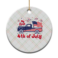 My First 4th of July Retro American Flag Pickup Truck Ceramic Ornament Americana Patriotic Independence Holiday Milestone