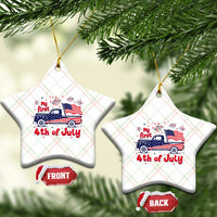 My First 4th of July Retro American Flag Pickup Truck Ceramic Ornament Americana Patriotic Independence Holiday Milestone