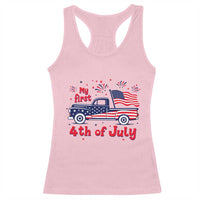 My First 4th of July Retro American Flag Pickup Truck Racerback Tank Top Americana Patriotic Independence Holiday Milestone
