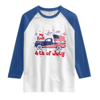 My First 4th of July Retro American Flag Pickup Truck Raglan Shirt Americana Patriotic Independence Holiday Milestone