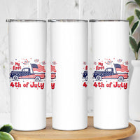 My First 4th of July Retro American Flag Pickup Truck Skinny Tumbler Americana Patriotic Independence Holiday Milestone