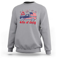 My First 4th of July Retro American Flag Pickup Truck Sweatshirt Americana Patriotic Independence Holiday Milestone