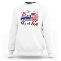 My First 4th of July Retro American Flag Pickup Truck Sweatshirt Americana Patriotic Independence Holiday Milestone