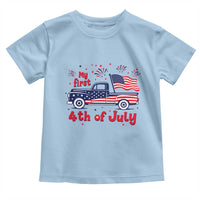 My First 4th of July Retro American Flag Pickup Truck Toddler T Shirt Americana Patriotic Independence Holiday Milestone