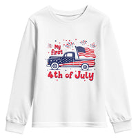 My First 4th of July Retro American Flag Pickup Truck Youth Sweatshirt Americana Patriotic Independence Holiday Milestone