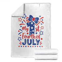 My 1st Fourth of July Patriotic Star Bow Throw Blanket Number One Festive Holiday Independence Milestone