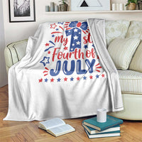 My 1st Fourth of July Patriotic Star Bow Throw Blanket Number One Festive Holiday Independence Milestone