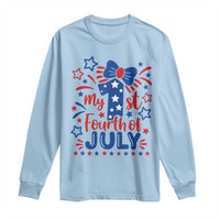 My 1st Fourth of July Patriotic Star Bow Long Sleeve Shirt Number One Festive Holiday Independence Milestone