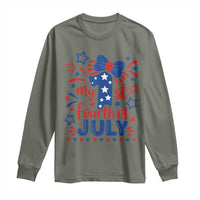 My 1st Fourth of July Patriotic Star Bow Long Sleeve Shirt Number One Festive Holiday Independence Milestone