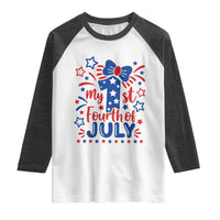 My 1st Fourth of July Patriotic Star Bow Raglan Shirt Number One Festive Holiday Independence Milestone