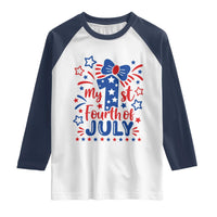My 1st Fourth of July Patriotic Star Bow Raglan Shirt Number One Festive Holiday Independence Milestone