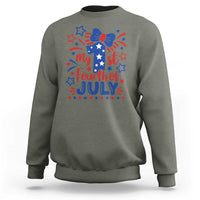 My 1st Fourth of July Patriotic Star Bow Sweatshirt Number One Festive Holiday Independence Milestone