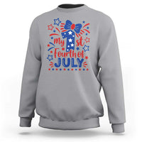 My 1st Fourth of July Patriotic Star Bow Sweatshirt Number One Festive Holiday Independence Milestone