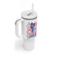My 1st Fourth of July Patriotic Star Bow Tumbler With Handle Number One Festive Holiday Independence Milestone