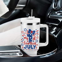 My 1st Fourth of July Patriotic Star Bow Tumbler With Handle Number One Festive Holiday Independence Milestone
