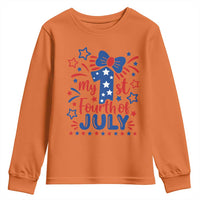 My 1st Fourth of July Patriotic Star Bow Youth Sweatshirt Number One Festive Holiday Independence Milestone