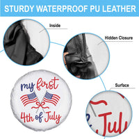 My First 4th of July Crossed American Flags Bow Spare Tire Cover Patriotic Baby Girl Holiday Milestone