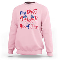 My First 4th of July Crossed American Flags Bow Sweatshirt Patriotic Baby Girl Holiday Milestone