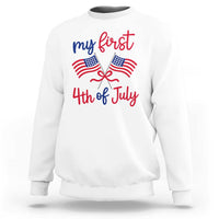 My First 4th of July Crossed American Flags Bow Sweatshirt Patriotic Baby Girl Holiday Milestone